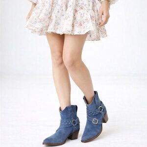 Limited edition ELVIS PRESLEY for American Rebel Blue Suede Western Boots 6.5